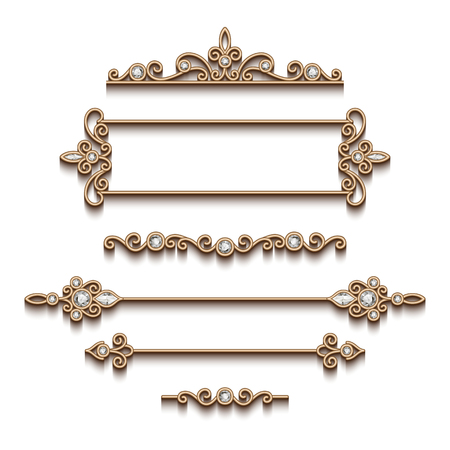 bijoux dessin Vignettes et des diviseurs de bijoux en or Vintage, ensemble de design